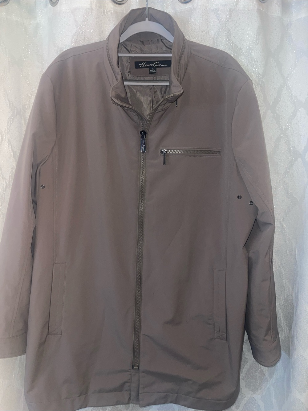 Kenneth Cole Men's Taupe Lightweight Zip Jacket
